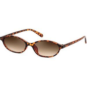 Women's Retro Sunglasses Eye Narrow Trendy plastic Brown frames Sunnies Shades